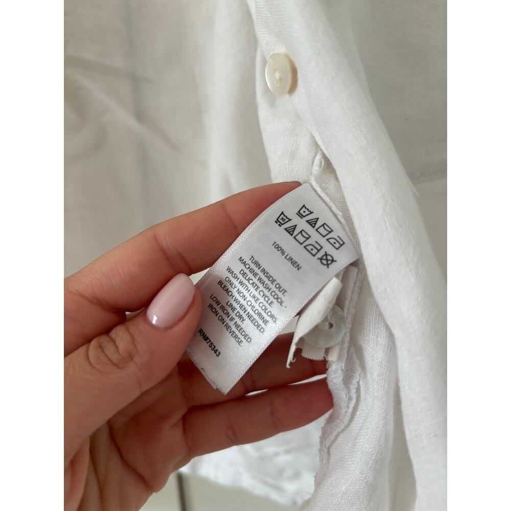 Cynthia Rowley White 100% Linen Button Up Shirt Women Small Long Sleeve Top - Picture 4 of 6
